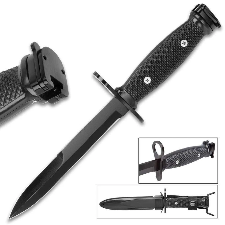 Cuchillo camuflado BAYONET SURVIVAL M 12" + cortador de alambre AR trasero sierra vaina 7 9 14 16 Foto 1 de 1