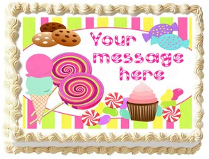 LOLLIPOPS CANDY ICE CREAM Image Edible cake topper decoration - Picture 1 of 11