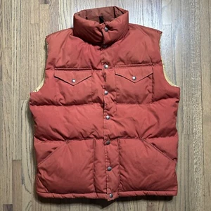 Vintage North Face Puffer Gilet SZ L 70s Vest Brown Label USA Made Burnt Orange - Picture 1 of 16
