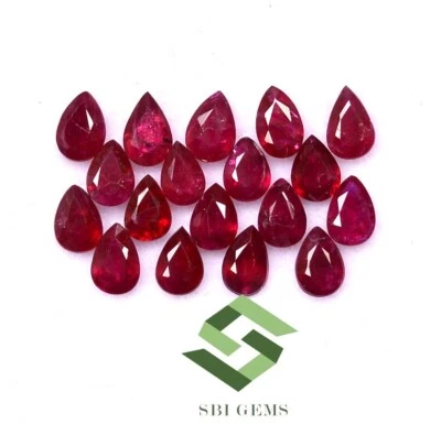 Natural Ruby Pear Cut 2.50x3.50 mm To 2.50x4.50 mm Lot 18 Pcs Loose Gemstones - Image 1 of 4