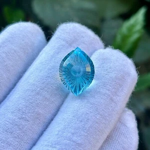 Natural Blue Topaz Eye Faceted Cut 15.5 Ct. Loose Gemstone For Making Jewelry - Picture 1 of 4