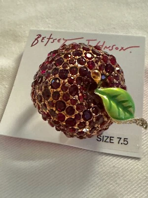 Betsey Johnson Crystal Apple Dome Ring sz. 7.5 ~ NWT - Image 1 of 3