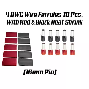 4 Gauge (16mm Pin) Wire Ferrule 10pcs. with Heat Shrink, Car Audio Amp 4 AWG - Picture 1 of 1