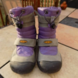 Keen Girls Purple Gray Suede Snow Winter Boots Size 3 - Picture 1 of 8