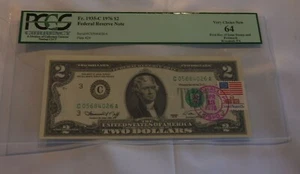 1976 First day issue $2 Fed Note Post mark Broomall Philadelphia PCGS Choice 64 - Picture 1 of 2