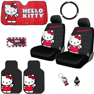 For Ford 9pc Hello Kitty Car Truck Seat Steering Covers Mats Accessories Set - Picture 1 of 18