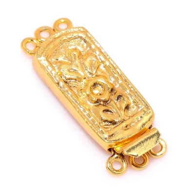 1 PC 31X11X4MM SOLID COPPER BOX CLASP 3 STRAND 18K GOLD PLATED  831 LFU-392 - Image 1 of 3