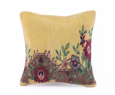 Funda de cojín Kilim turco hecha a mano | Funda de almohada boho vintage de 18x18” Foto 1 de 4