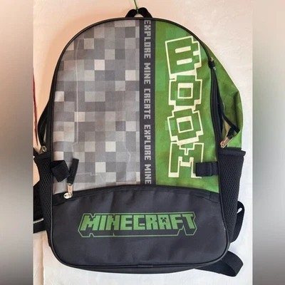 Mochila para hombre Minecraft verde y gris niños niños Foto 1 de 4