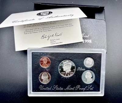 1998 S US Mint Silver Proof Set with COA + OGP - Image 1 of 3
