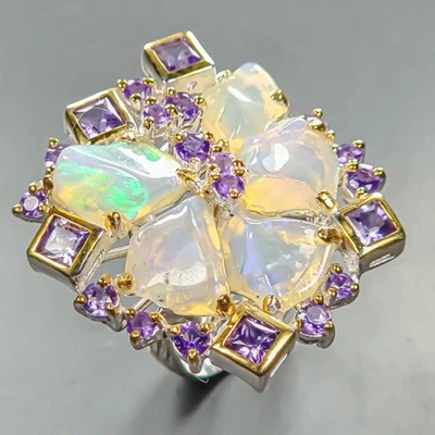 Handmade Natural Opal Ring 925 Sterling Silver Size 8 /R443232 - Image 1 of 4