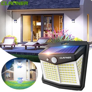 128 LED Solar Powered Wall Lights PIR Motion Sensor Outdoor Garden Pathway Lamps - Picture 1 of 14