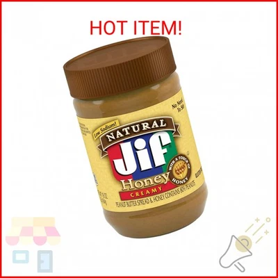 Jif Natural Creamy Peanut Butter Spread and Honey – Contains 80% Peanuts, 16 Oun - Image 1 of 2