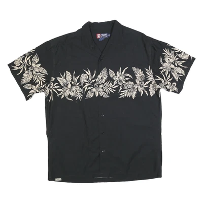 CHAPS RALPH LAUREN Mens Black & Beige Hawaiian Shirt L Cotton Blend Casual - Image 1 of 4