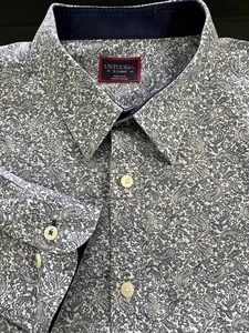 UNTUCKit Navy Blue Mini Paisley Cradamone Shirt XL 100% Cotton Long Sleeve - Picture 1 of 7