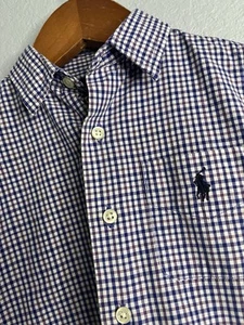 Ralph Lauren Short Sleeve Check Print Collared Button Up Shirt Boys Size 12-18M. - Picture 1 of 5
