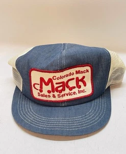 Vintage Mack Trucking Denim Hat Snapback Sales & Service Colorado K Products - Picture 1 of 5
