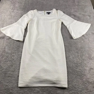 Vestido de carrera LIZ CLAIBORNE mangas largas acampanadas para mujer 6 blanco Foto 1 de 4