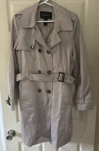 VTG MODA INTERNATIONAL Women Large Beige Double Breast Belted TRENCH COAT - Picture 1 of 9