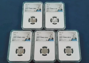 5 1962 NGC PF67 90% PROOF SILVER ROOSEVELT DIMES 10C Portrait Label! E660 - Picture 1 of 5
