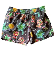 Nikben Tiki Tropical Hula Swim ShortsTrunks 053 Black Black Size Medium - Picture 1 of 7