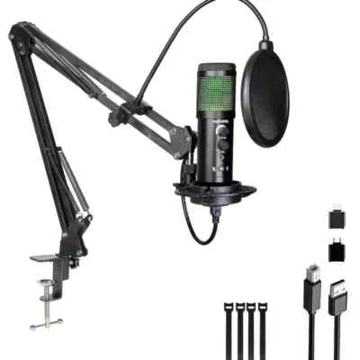 RIWORA RGB Multi-Color USB Microphone Perfect for PC Gaming, Streaming, Podcast - Image 1 of 2