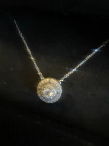 Kays Emmy London DIAMOND 1ctw Halo Necklace 14k White Gold - Picture 1 of 4