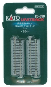 Kato N Scale Unitrack Straight Track 64mm 2 1/2" (2 pc) NEW 20-030 - Picture 1 of 1