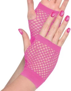 Short Fishnet Gloves Fancy Dress Up Halloween Adult Costume Accessory 14 COLORS - Picture 1 of 15