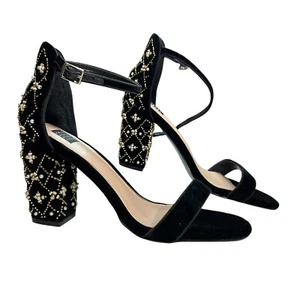 White House Black Market Sandals Sz 10 Block Heel Embellished Ankle Strap Party - Picture 1 of 10