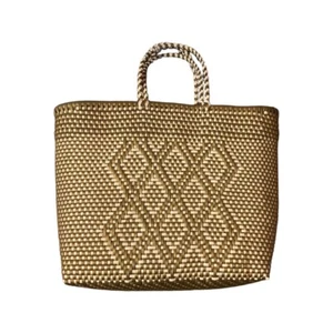 Unbranded Basket Weave F.Green & Ivory Woven Tote Beach Bag Lrg Weekender Purses - Picture 1 of 7