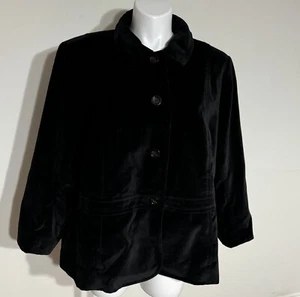 Talbots Blazer Womens 24 Black Velvet Jacket Dressy Fancy Holiday Party Coat 24W - Picture 1 of 8