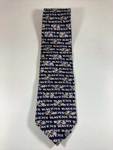 Baltimore Ravens Men's Silk Necktie New with NFL Tag Black Purple Gold White Cover