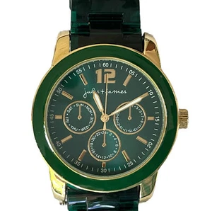 jules + james Watch Wristwatch Green Face Translucent Green Band Quartz Japan - Picture 1 of 8