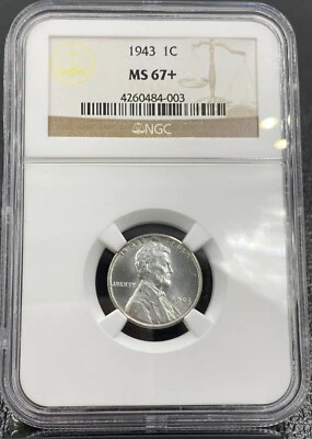 1943-P Steel Cent Lincoln Penny MS67+ NGC  - Image 1 of 2