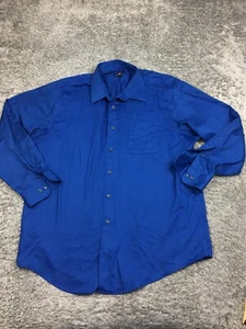 George Button Up Shirt Mens Size XL Blue Solid Cotton Stretch 17.5 34/35 - Picture 1 of 10