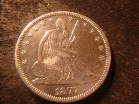 1877-CC AU Detail SEATED LIBERTY Half Dollar Very Nice Coin RXR DZX Cover
