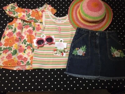 Camiseta vintage Gymboree Coral Reef saia curta sereia 6 7 cabelo óculos de sol chapéu - Imagem 1 de 4