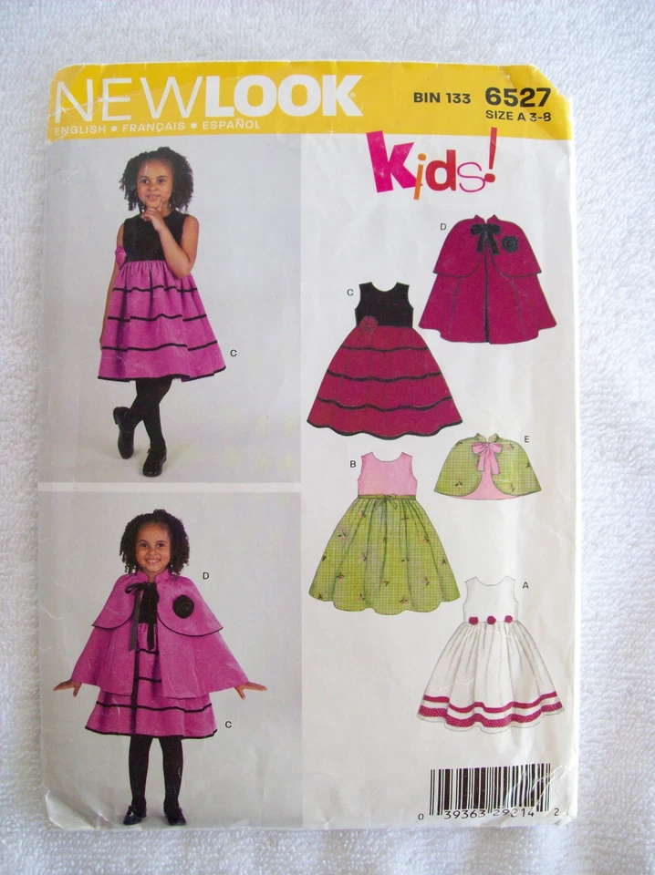 New Look KIDS! Sewing Pattern 6527 Girls Childs Toddler Dress Poncho Size A 3-8 - Image 1 of 1