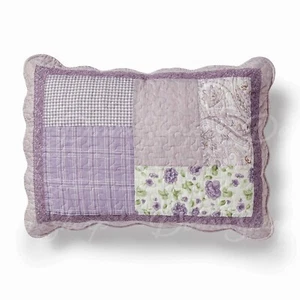 DONNA SHARP LAVENDER ROSE COZY COTTAGE COTTON PATCHWORK QUILTED PILLOW SHAM - Picture 1 of 3