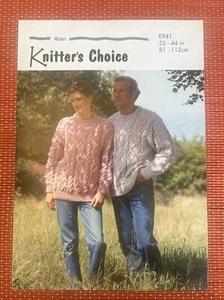MAGLIONE GIROCOLLO UOMO DONNA ARAN CABLE KNIT 32”-44” VINTAGE MODELLO MAGLIA E941 - Foto 1 di 2