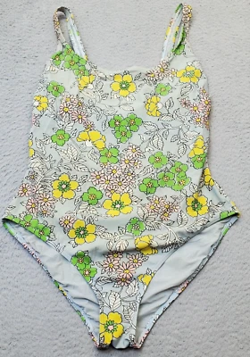 Tory Burch Swimsuit Womens XL Gray Floral Spaghetti Strap Scoop Neck Swimwear - Image 1 of 4
