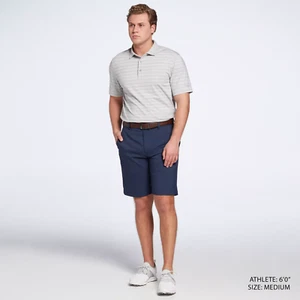 Walter Hagen Men's Perfect 11 Majors Championship Stripe Golf Polo Monument Grey - Picture 1 of 4