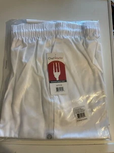 Chef Works Unisex Easyfit Pants White Poly/Cotton XS - A575-XS WTBP-XS - Picture 1 of 6