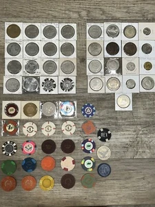 Vintage Lot Of 61 Casino Gaming Tokens Poker Chips Las Vegas Reno Nevada - Picture 1 of 7