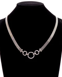 Giani Bernini Necklace Circle Link 925 Sterling Silver White CZ 17" Retail $400 - Picture 1 of 6