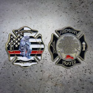 Gift Clover Firefighter Prayer 1Pcs Collection Challenge Coin Commemorative New - Picture 1 of 4