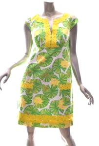 Lilly Pulitzer Tori Dress Lilly Pad Prep Green Yellow Hip Hop Hooray Size 4 New - Picture 1 of 8