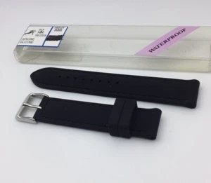 Hadley Roma Men MS3358 18R Genuine Silicone Waterproof 18mm Black Watch Band - Picture 1 of 6