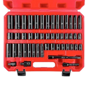3/8" Drive Impact Socket Set 48-Piece Deep/Shallow Sockets Durable Portable New - Picture 1 of 8